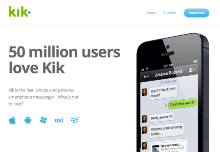 北米で人気のスマホ向けメッセージングアプリ「Kik Messenger」、1950万ドル資金調達