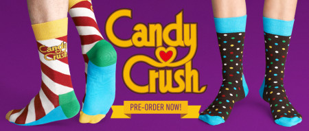 英King.com、人気スマホ向けパズルゲーム「Candy Crush Saga」のグッズ展開を開始　なぜか靴下から
