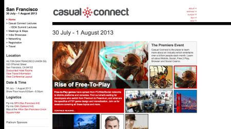 米サンフランシスコにて開催される「Casual Connect USA 2013」の取材のため更新が停滞します