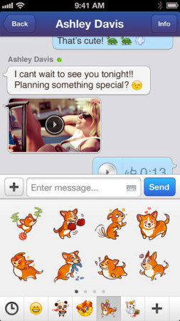 アメリカのスマホ向けメッセージングアプリ「MessageMe」、iOS版にスタンプ機能を追加1