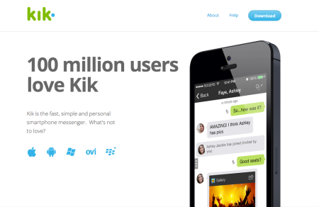 カナダのスマホ向けメッセージングアプリ「Kik Messenger」、1億ユーザーを突破