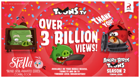 Angry Birdsの動画チャンネル「Toons TV」、視聴回数が30億回を突破