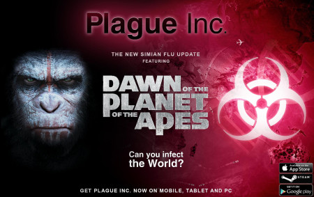 スマホ向け伝染病感染シミュレーションゲーム「Plague Inc. -伝染病株式会社-」、映画「DAWN OF THE PLANET OF THE APES」とコラボ1