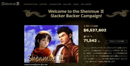 「シェンムーIII」がさらに支援金2,400万円を調達　Kickstarterと合わせた累計支援金額は650万ドルに