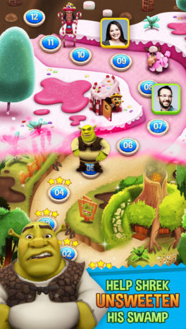 スペインのGenera Mobile、映画「シュレック」のスマホ向けパズルゲーム「Shrek Sugar Fever」をリリース